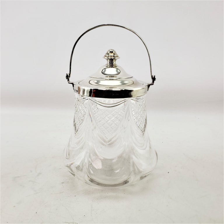 Antique English Crystal and Sterling Silver Biscuit Barrel or Covered ...