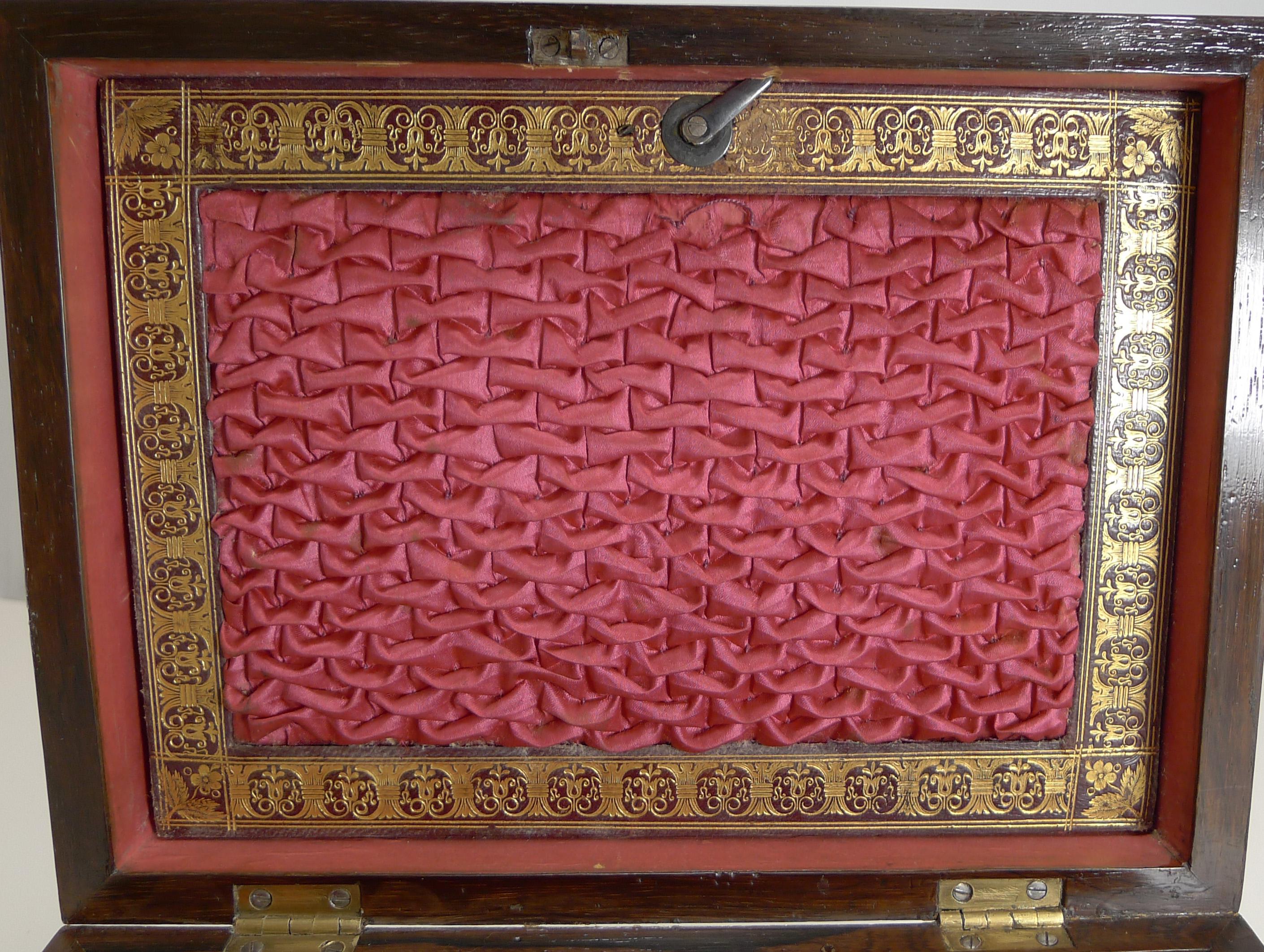 Antique English Cut Brass Inlaid Jewelry / Desk Box, circa 1820 5