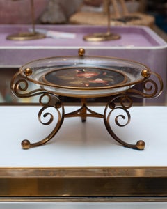 Antique Italian Cut Crystal and Floral Pietra Dura Tazza