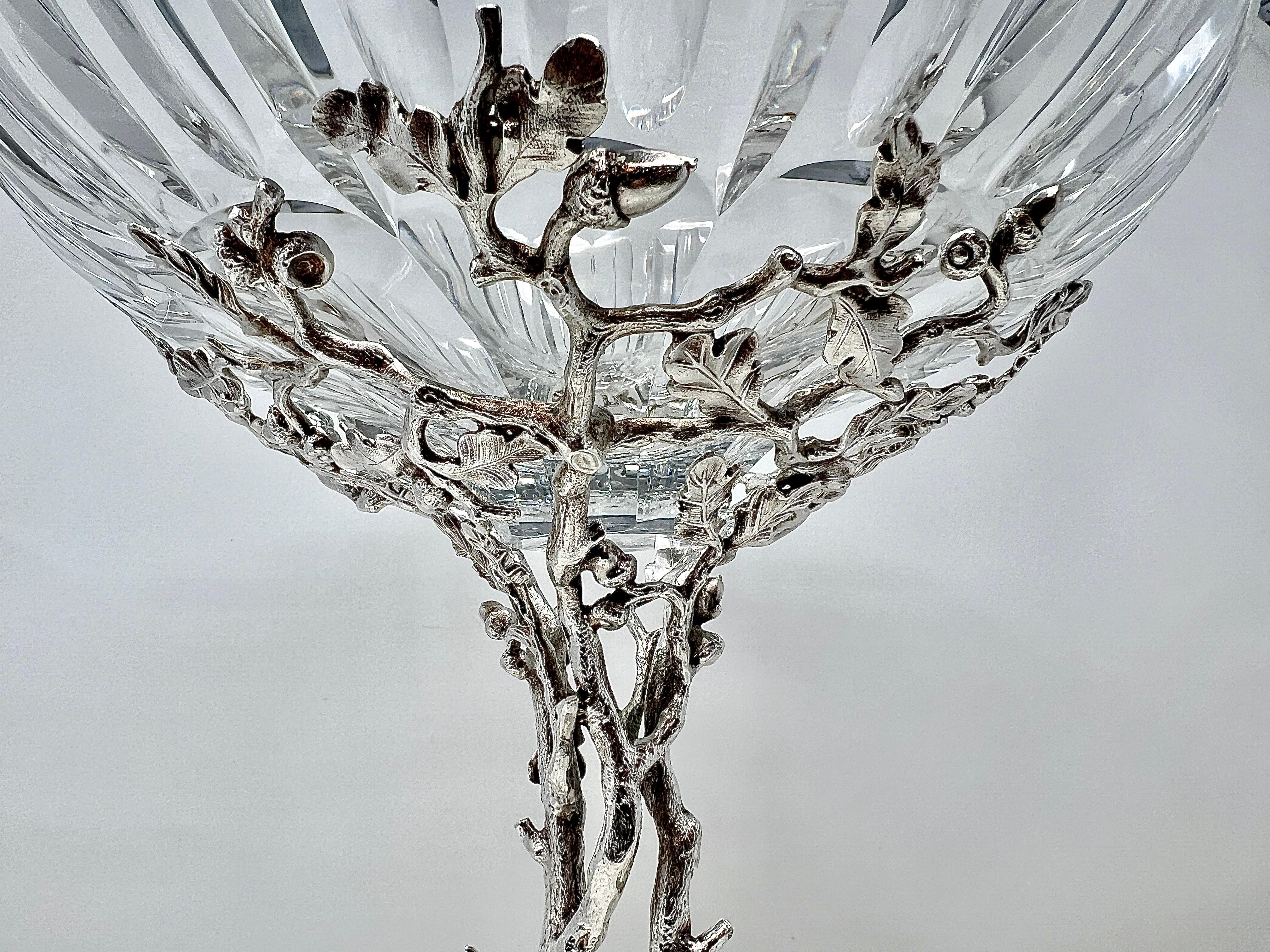 Antique English Cut Crystal and Sheffield Silver Epergne with Deer, Circa 1900's For Sale 1