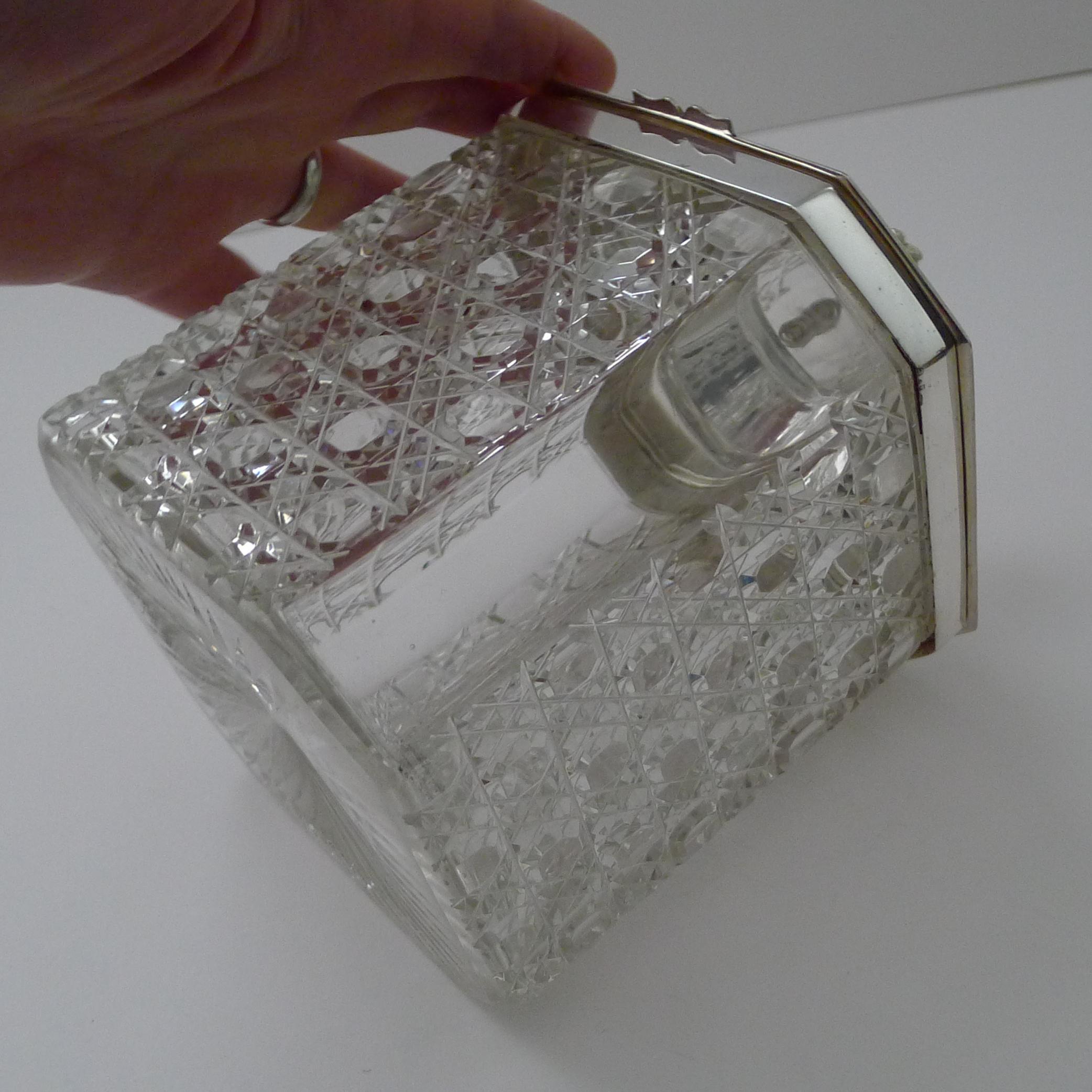 Antique English Cut Crystal and Silver Plated Biscuit Box c.1890 In Good Condition For Sale In Bath, GB