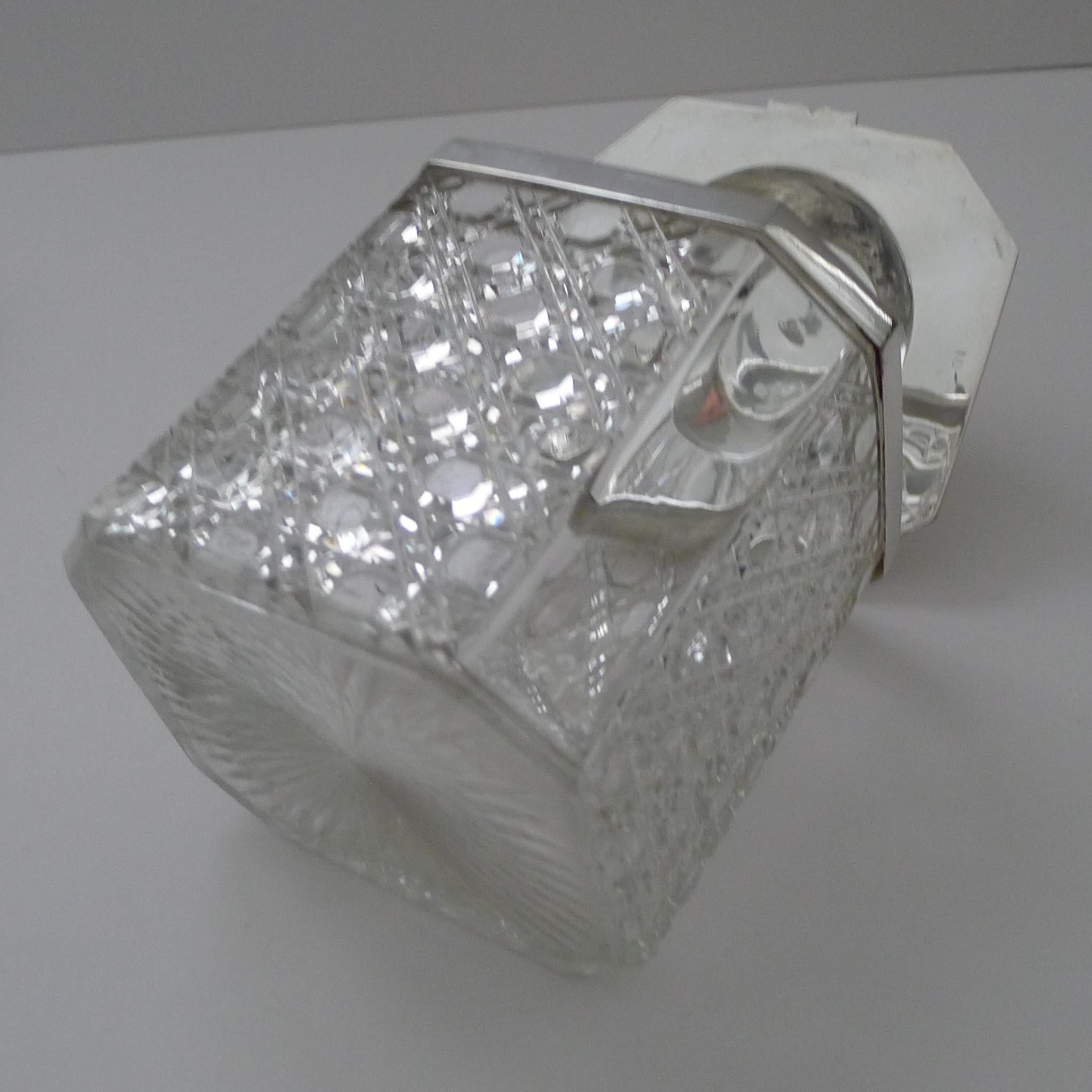 Antique English Cut Crystal and Silver Plated Biscuit Box c.1890 For Sale 2
