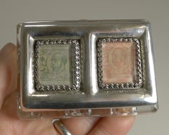 Antique English Cut Crystal and Sterling Silver Double Postage Stamp Box - 1902