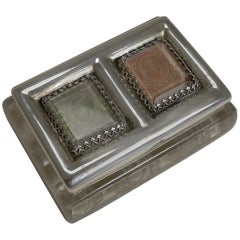 Antique English Cut Crystal and Sterling Silver Double Postage Stamp Box - 1902