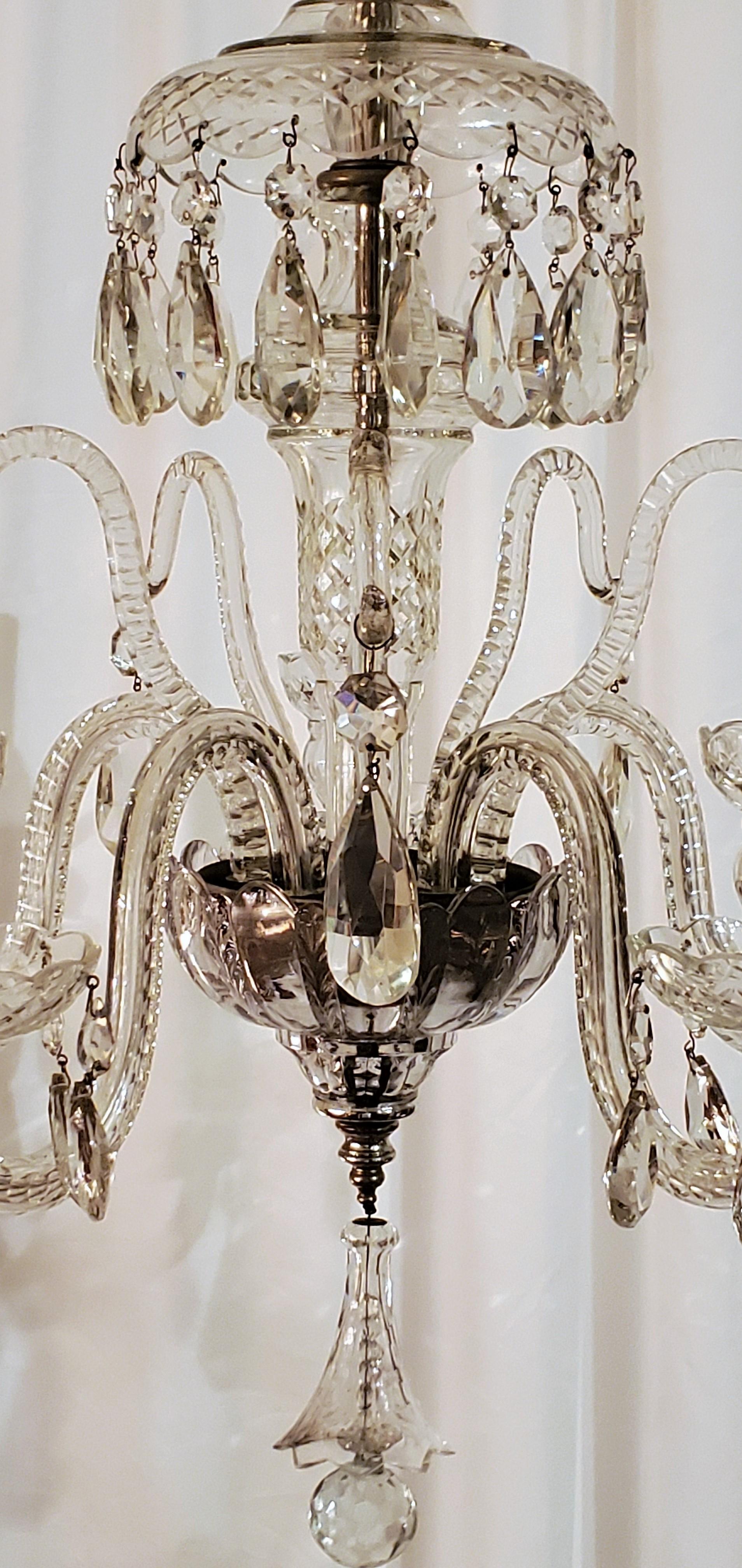 Antique English Cut Crystal Chandelier, circa 1910 In Good Condition For Sale In New Orleans, LA