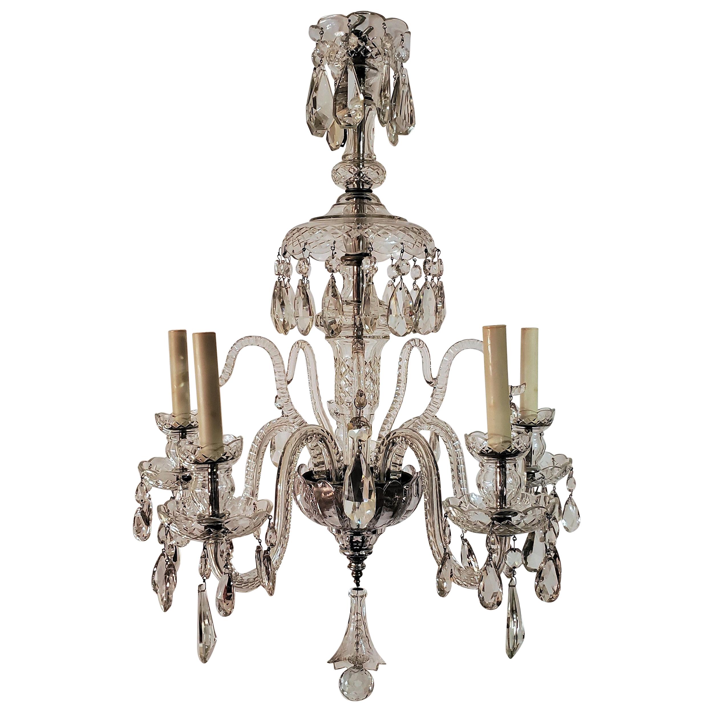 Antique English Cut Crystal Chandelier, circa 1910 For Sale