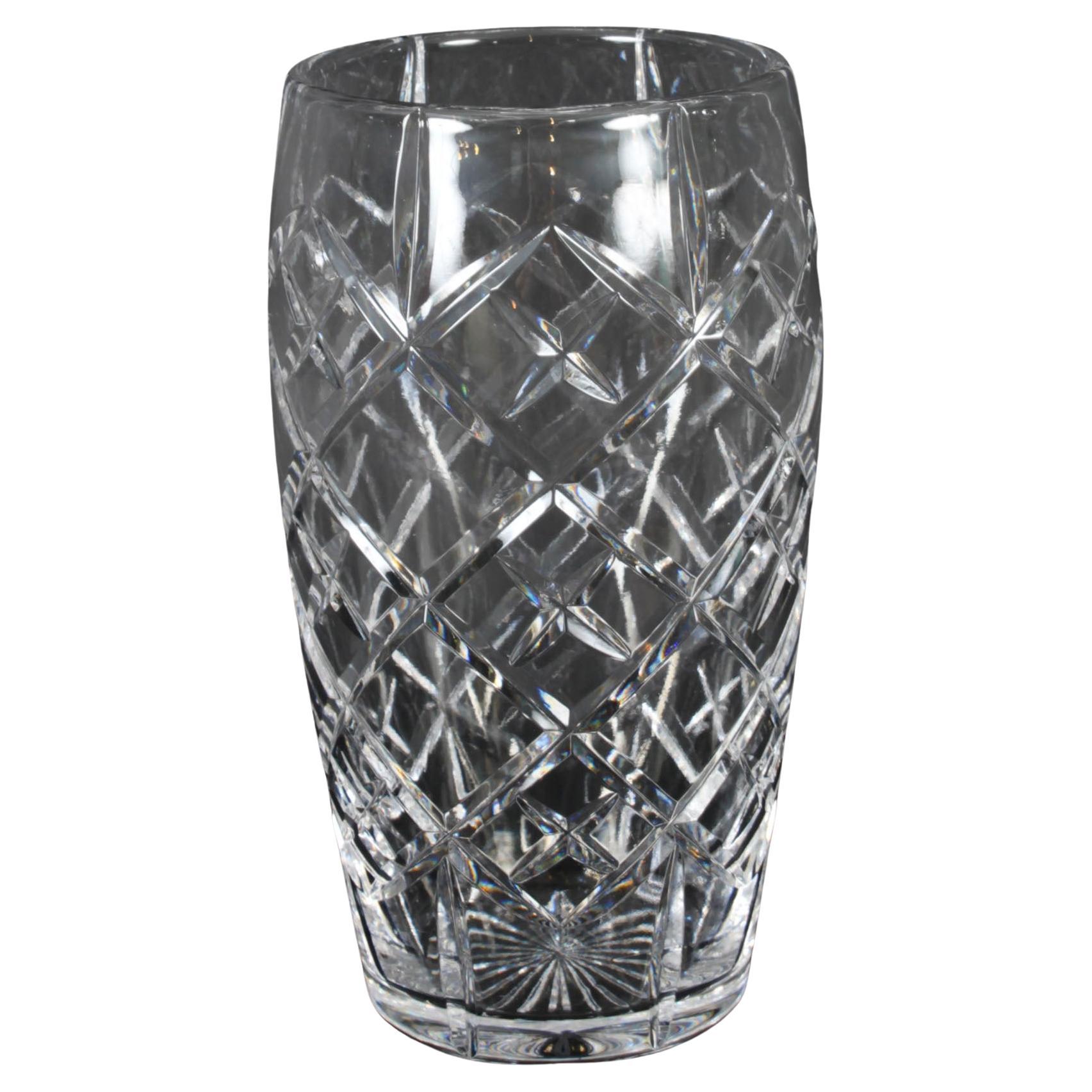 Antique English Cut Crystal Cylindrical Vase C 1900 For Sale