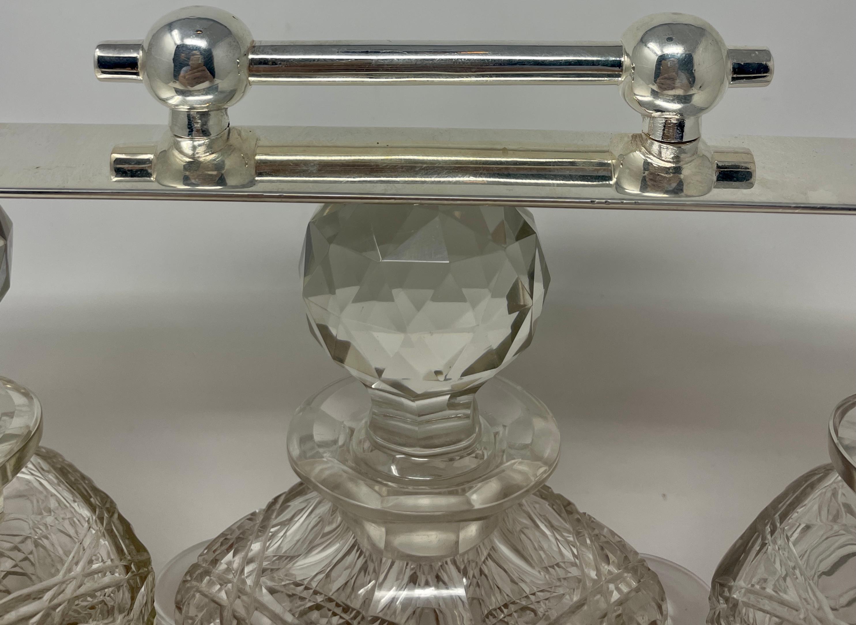 Antique English Cut Crystal & Oak Tantalus, Circa 1880 1