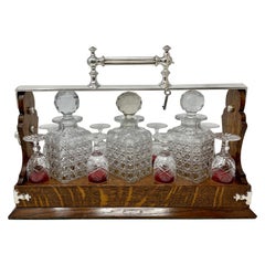 Antique English Cut Crystal Tantalus, circa 1880