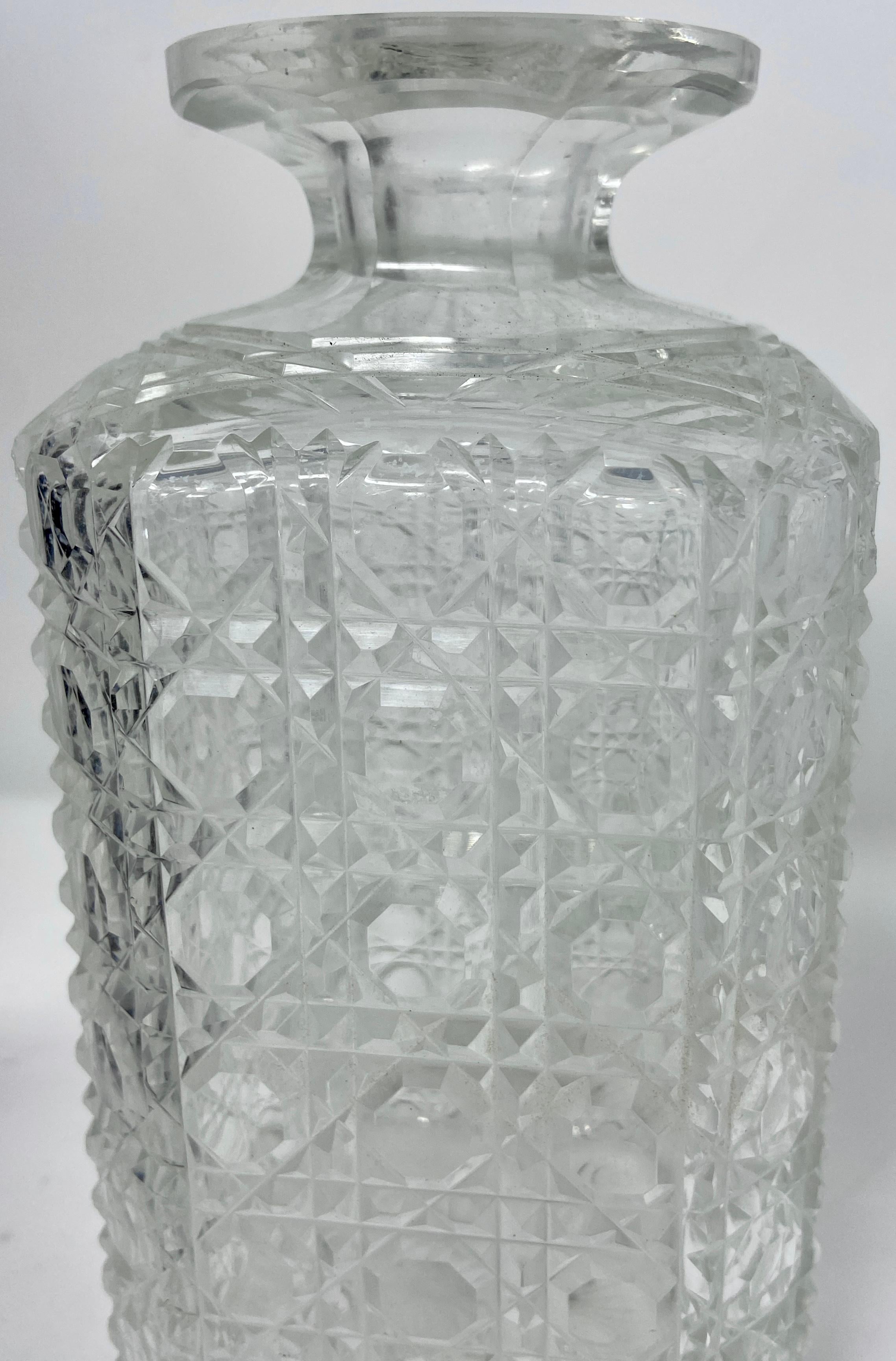 Antique English Cut Crystal Two-Bottle Tantalus & Mahogany Games Box, Circa 1890 6