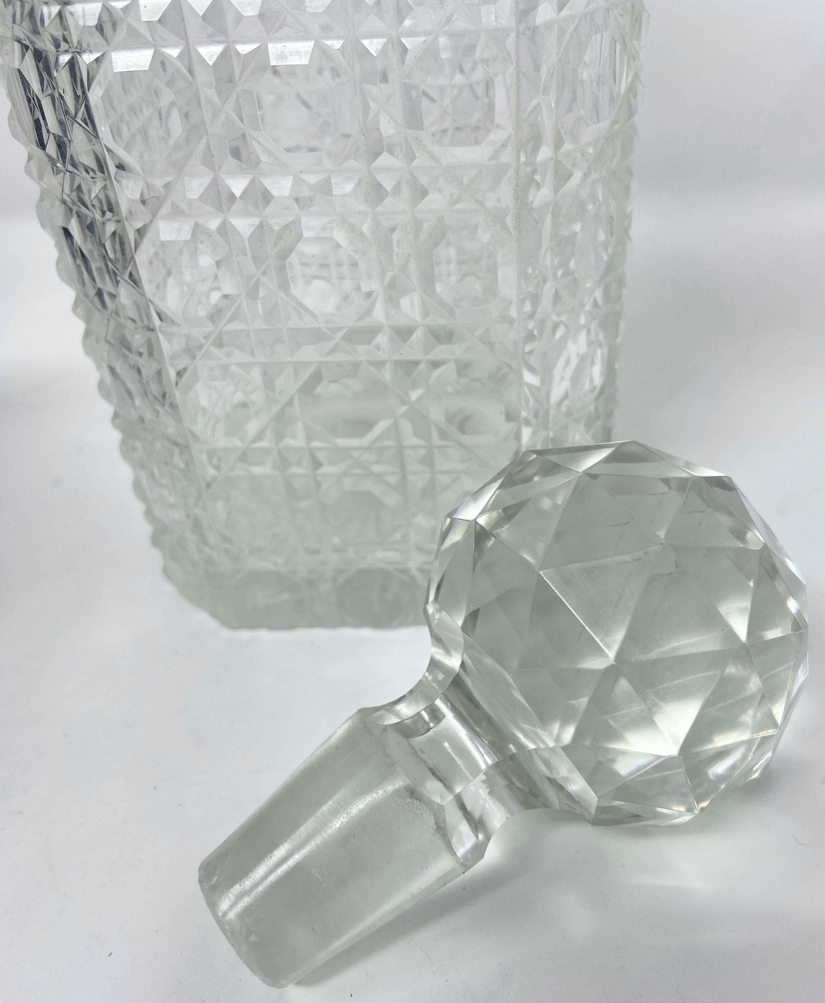 Antique English Cut Crystal Two-Bottle Tantalus & Mahogany Games Box, Circa 1890 7