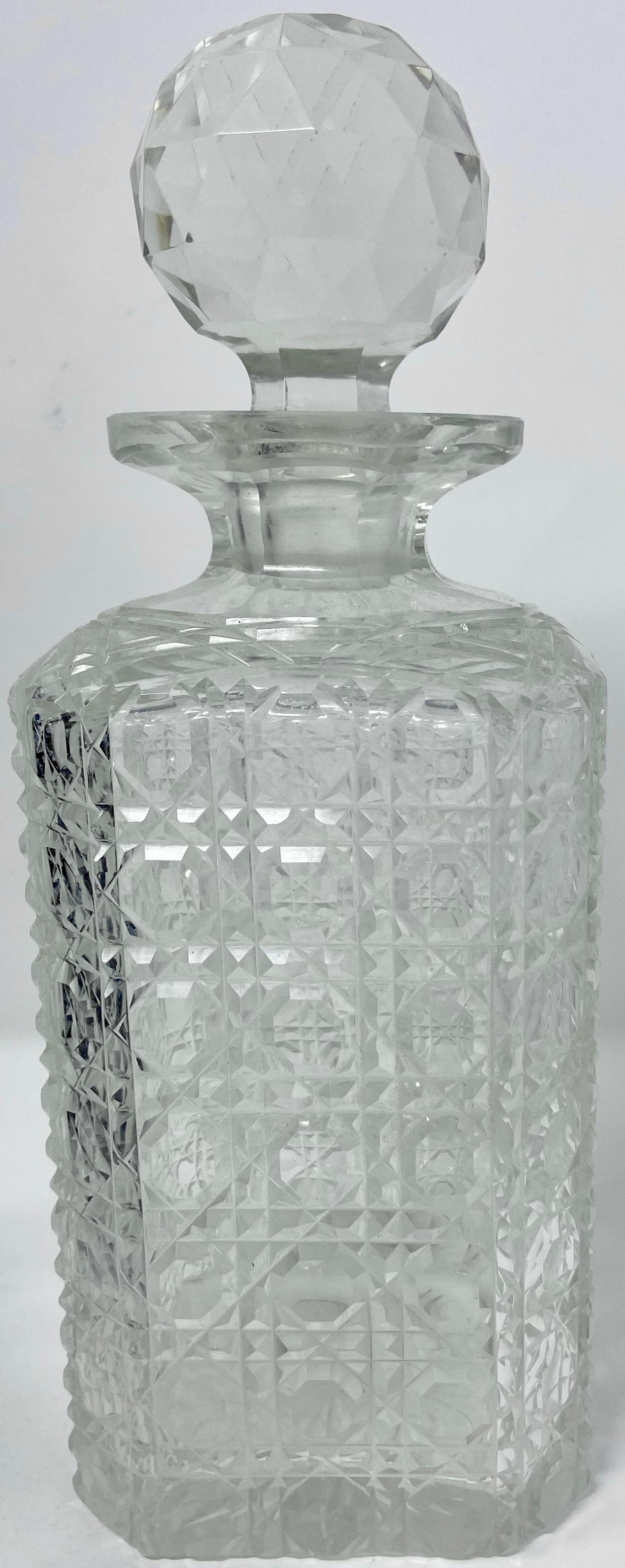 Antique English Cut Crystal Two-Bottle Tantalus & Mahogany Games Box, Circa 1890 5