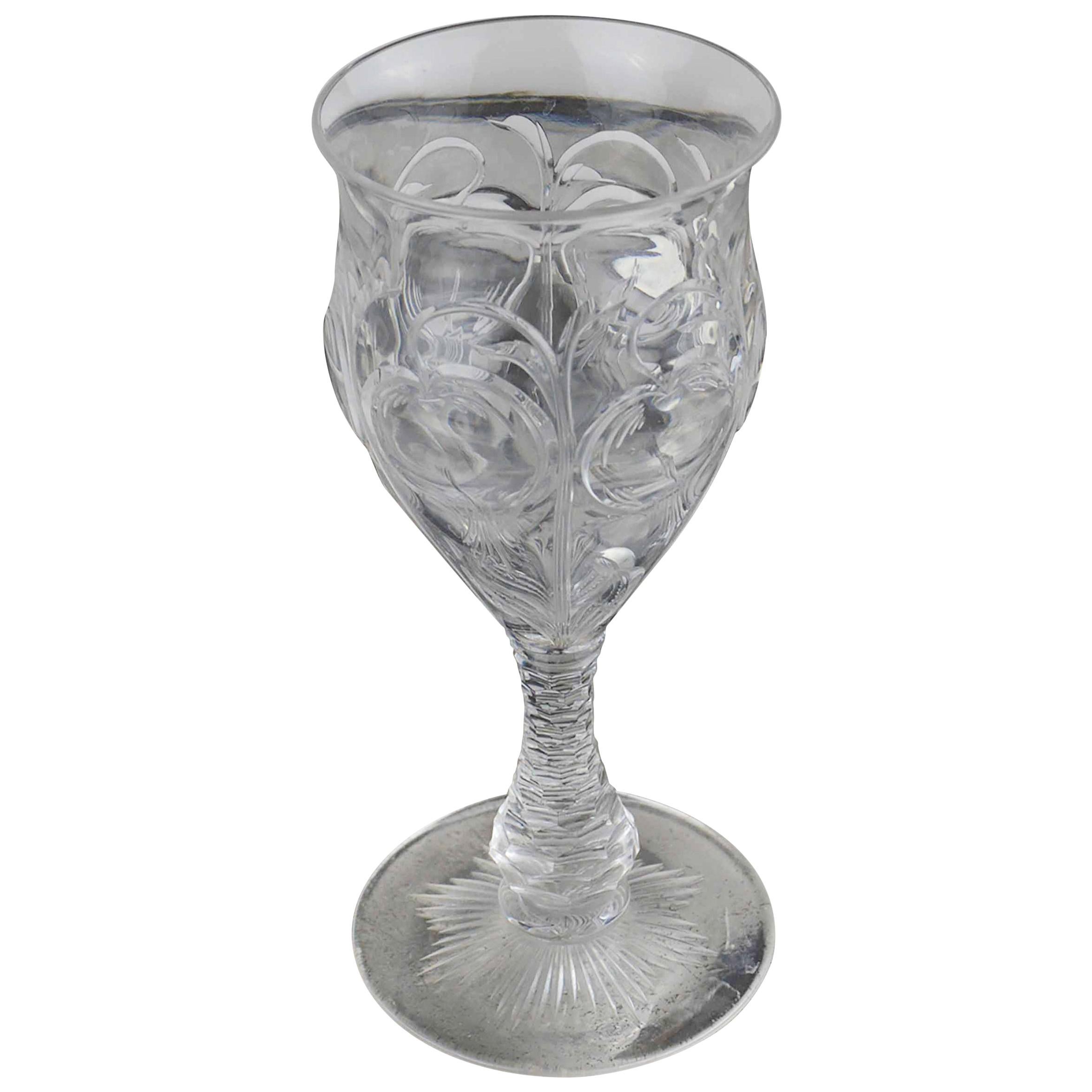 Antique English Cut Crystal Wine Glass
