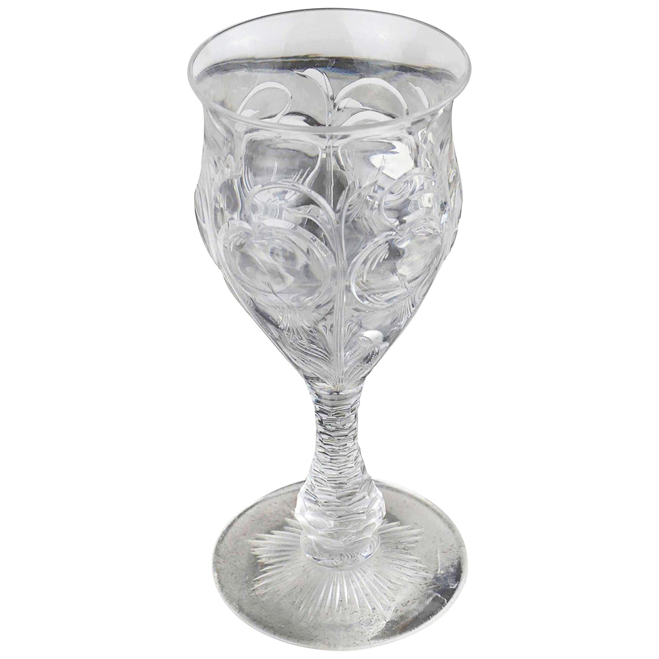 Antique English Cut Crystal Wine Glass