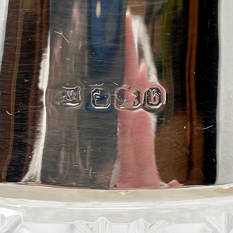 Antigua jarra de agua inglesa de cristal tallado y chapa de plata, circa 1900. en venta 5