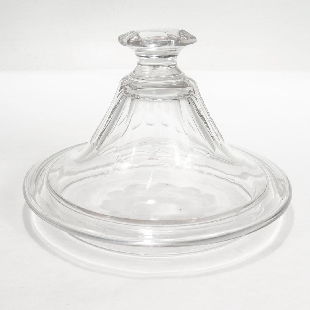 Antique English Cut Glass Footed and Lidded or Covered Jar For Sale 8