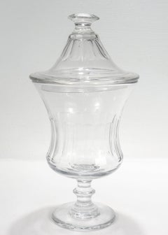 Antique English Cut Glass Footed and Lidded or Covered Jar
