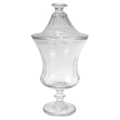 Antique English Cut Glass Footed and Lidded or Covered Jar