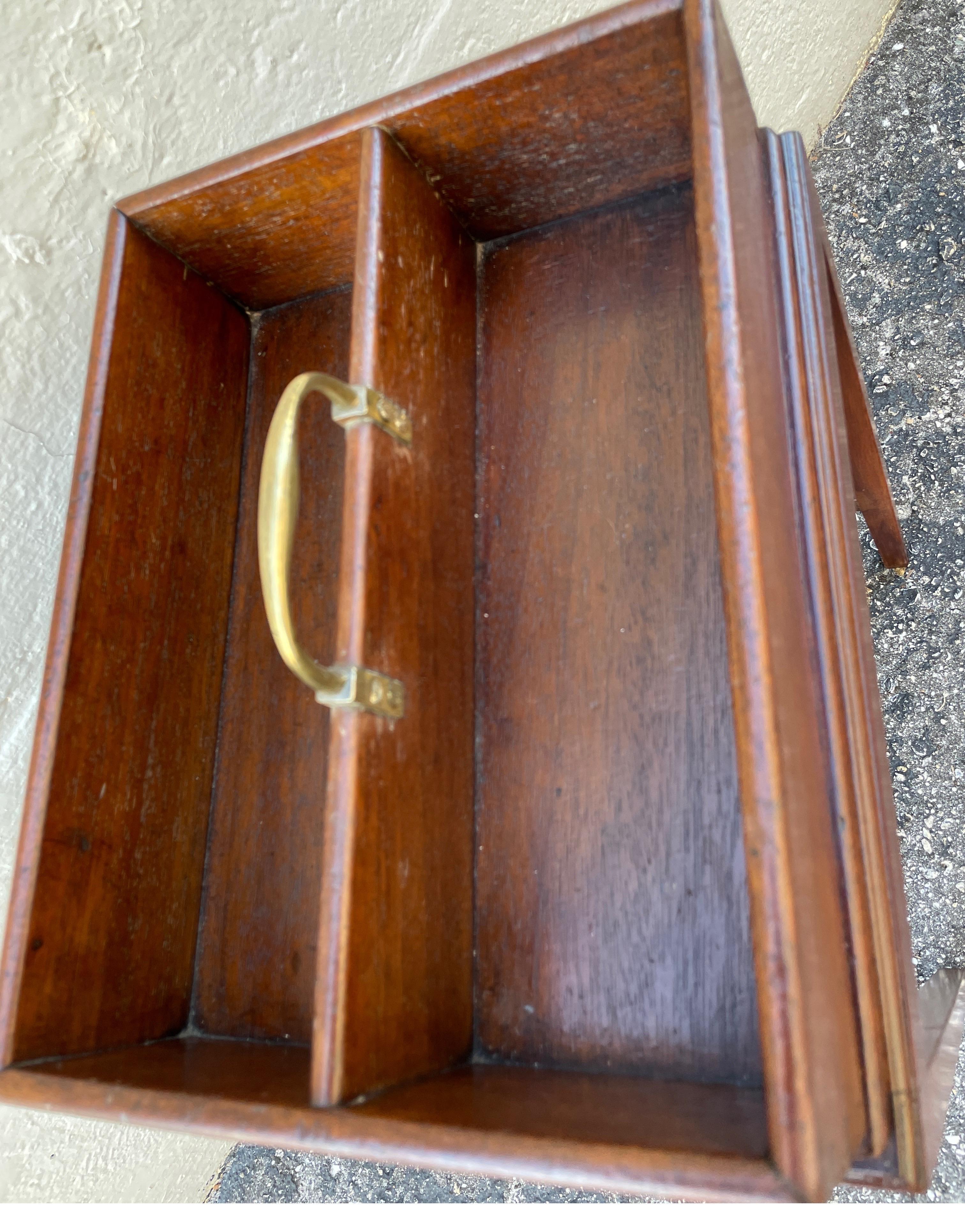 Antique English Cutlery Box on Stand In Good Condition For Sale In West Palm Beach, FL