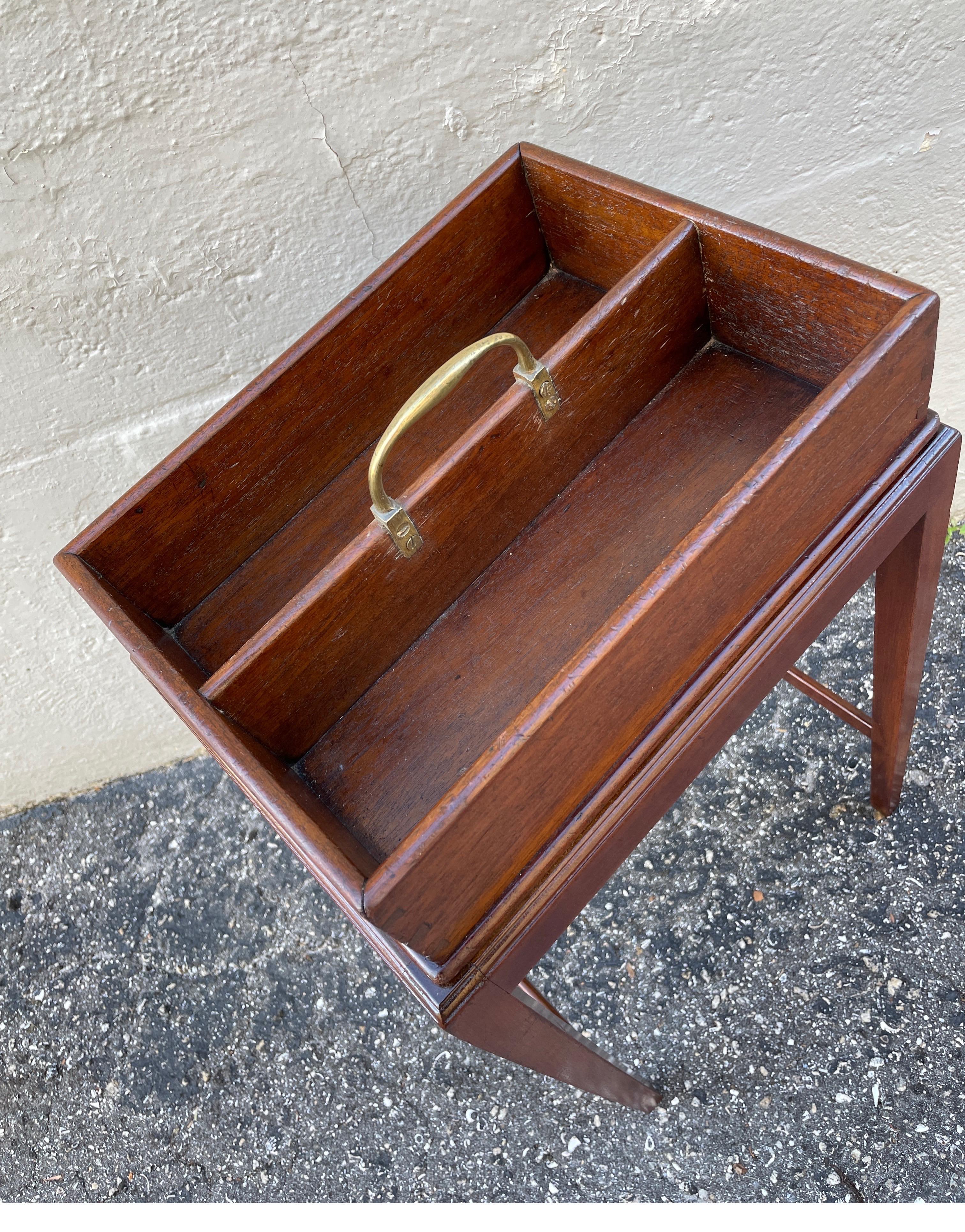 19th Century Antique English Cutlery Box on Stand For Sale