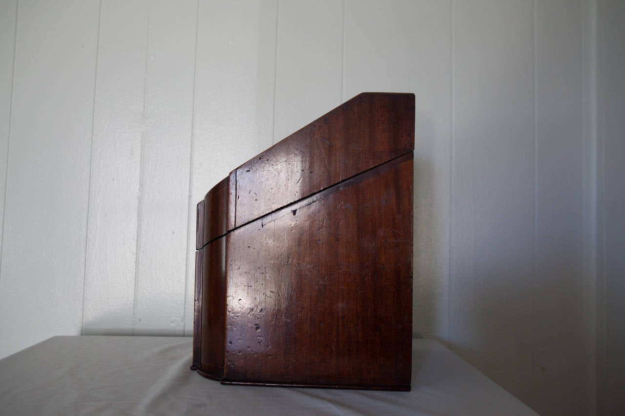 Mahogany Antique English Cutlery Box with String Inlay For Sale