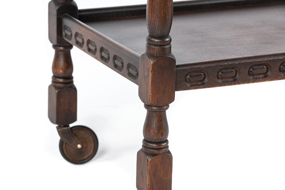 Antique English dark brown two tier Tea Caddy Table made by Piory Funriture For Sale 4