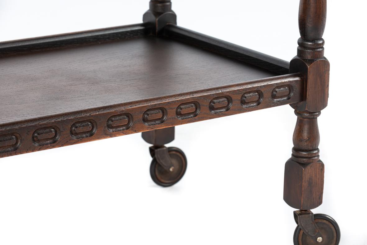 Antique English dark brown two tier Tea Caddy Table made by Piory Funriture For Sale 5