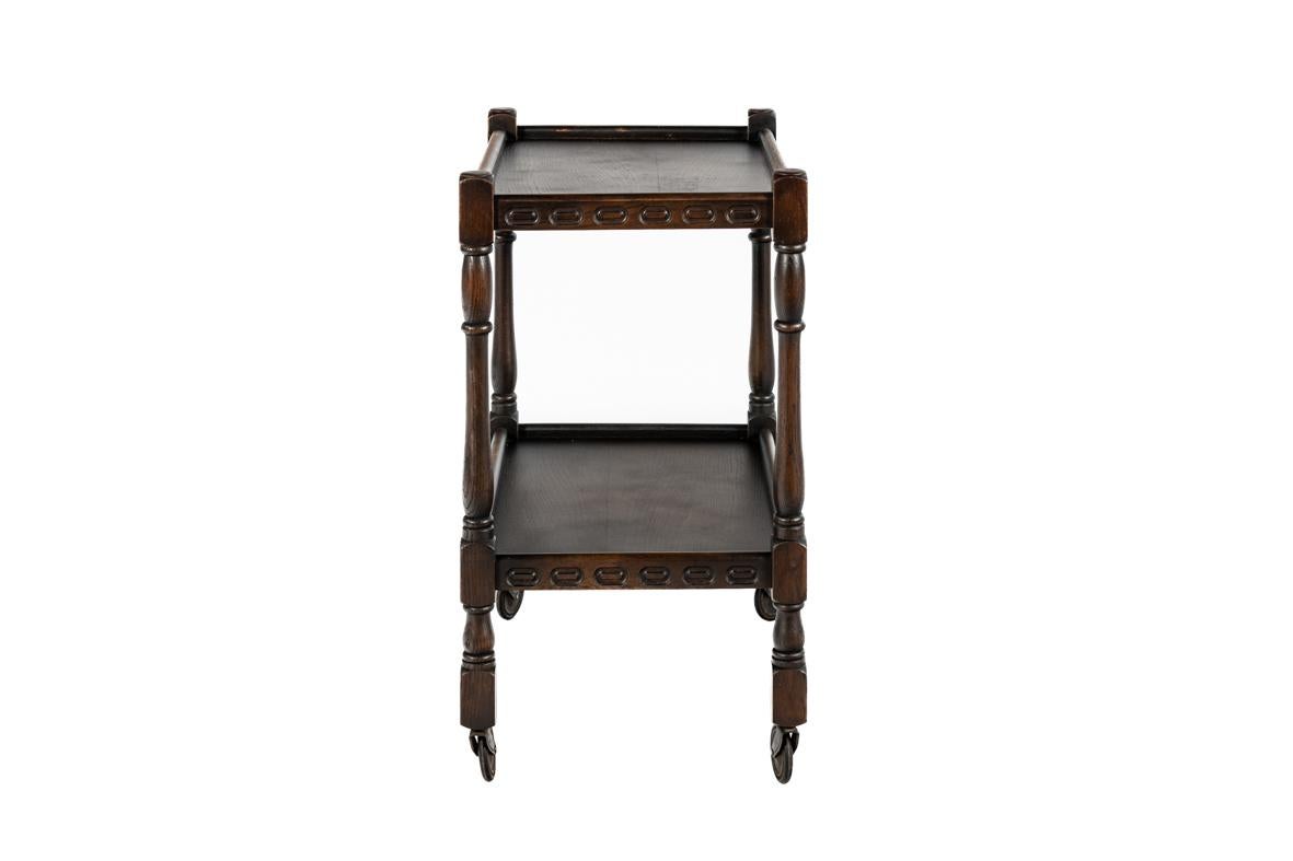 Antique English dark brown two tier Tea Caddy Table made by Piory Funriture In Good Condition For Sale In Casteren, NL