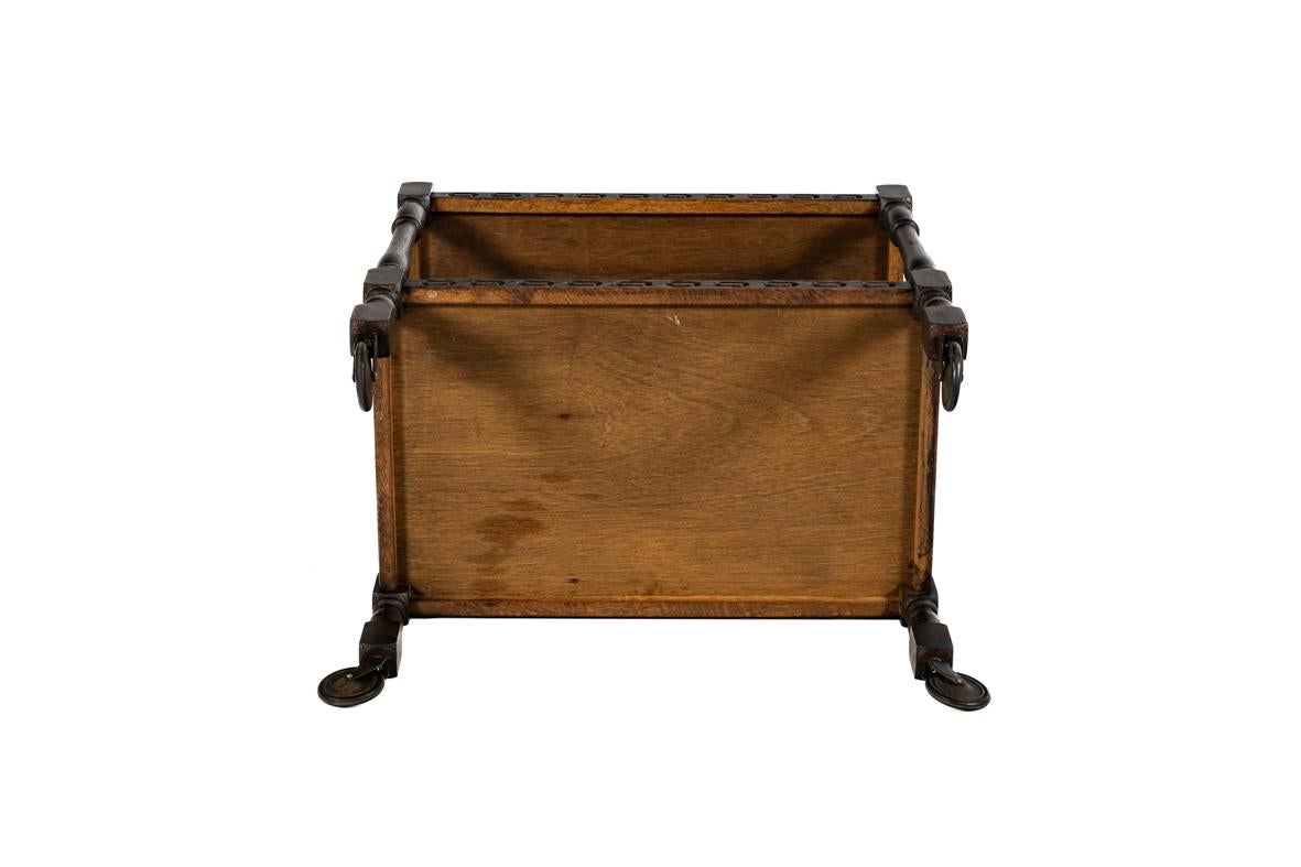 Oak Antique English dark brown two tier Tea Caddy Table made by Piory Funriture For Sale