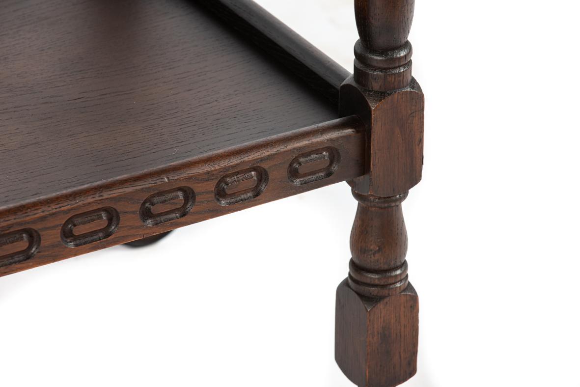 Antique English dark brown two tier Tea Caddy Table made by Piory Funriture For Sale 2