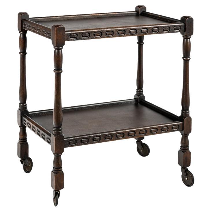 Antique English dark brown two tier Tea Caddy Table made by Piory Funriture For Sale