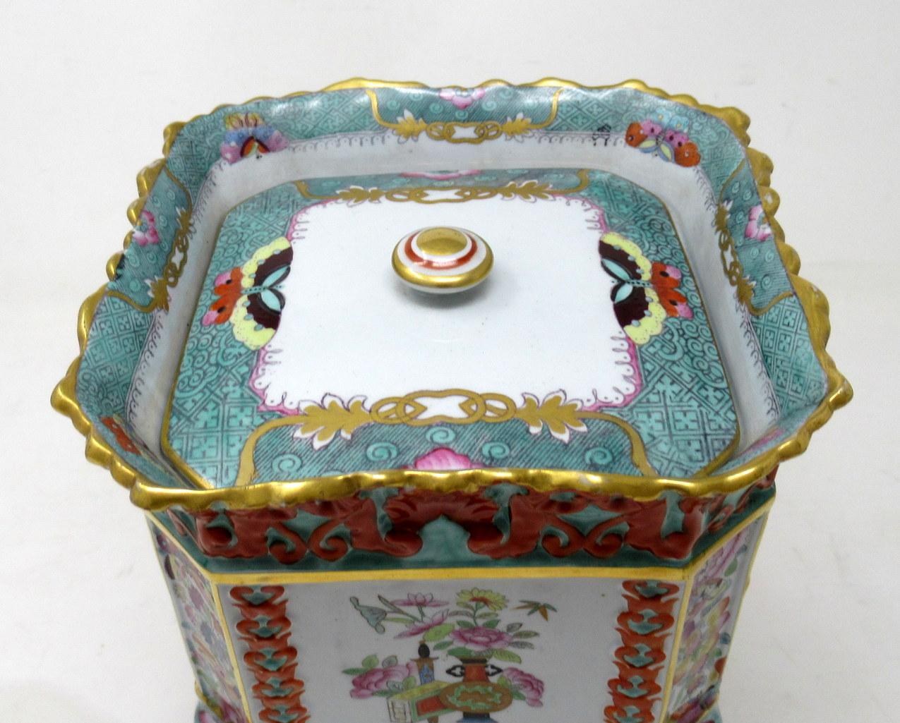 Antique English Davenport China Porcelain Bulb Bough Pot Centerpiece Chinoiserie 3