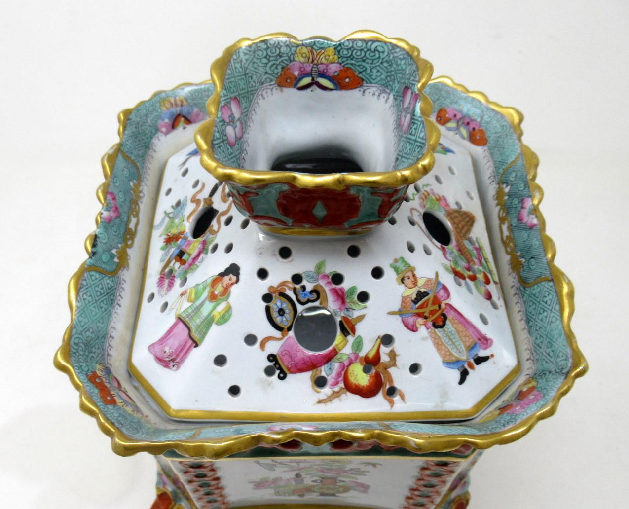 Antique English Davenport China Porcelain Bulb Bough Pot Centerpiece Chinoiserie 4