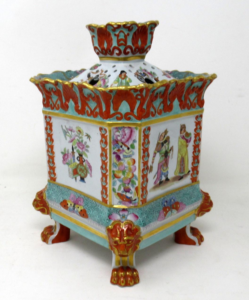 Antique English Davenport China Porcelain Bulb Bough Pot Centerpiece Chinoiserie In Good Condition In Dublin, Ireland
