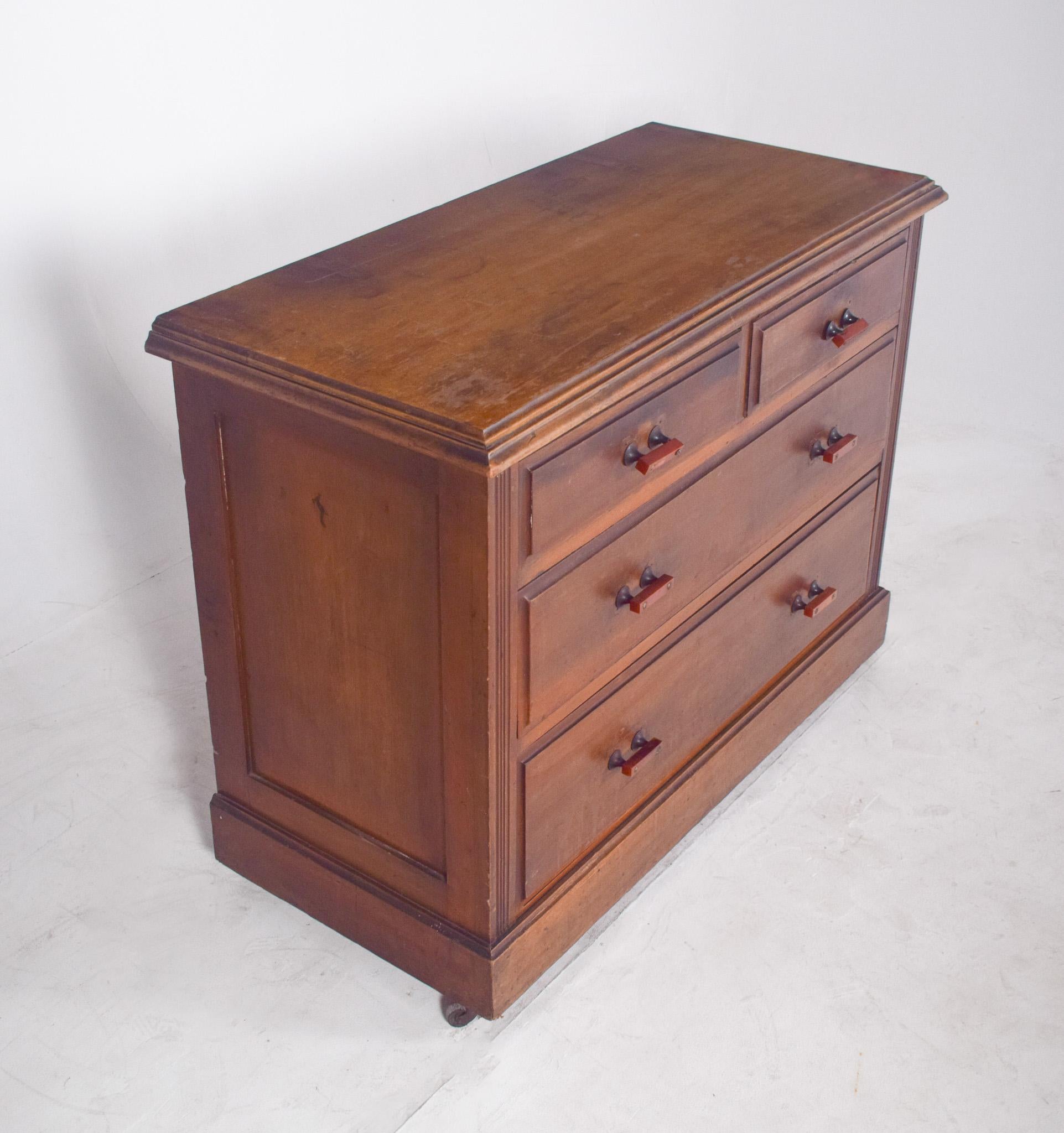 Wood Antique English Deco Chest of Drawers For Sale