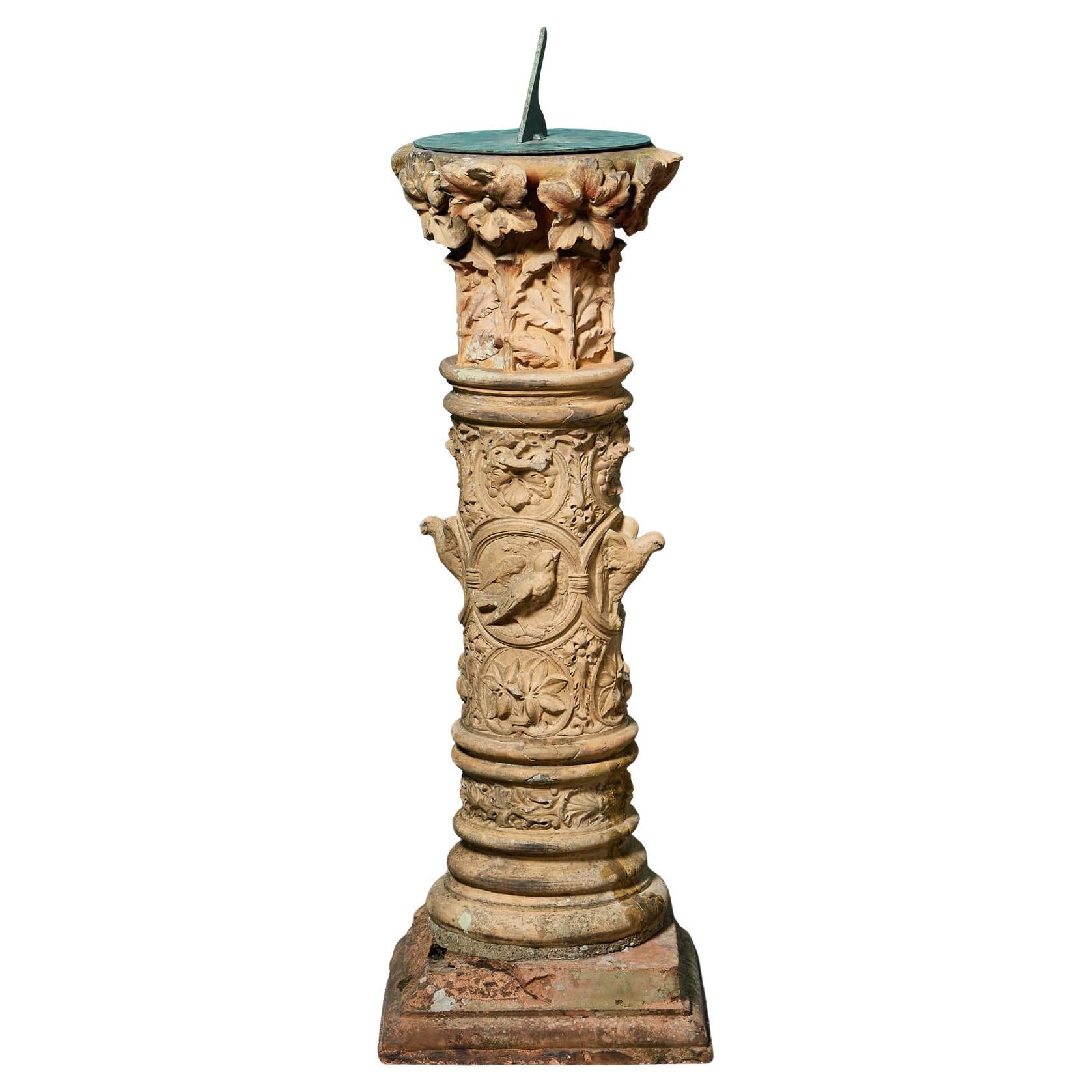 Antique English Decorative Buff Terracotta Garden Sundial