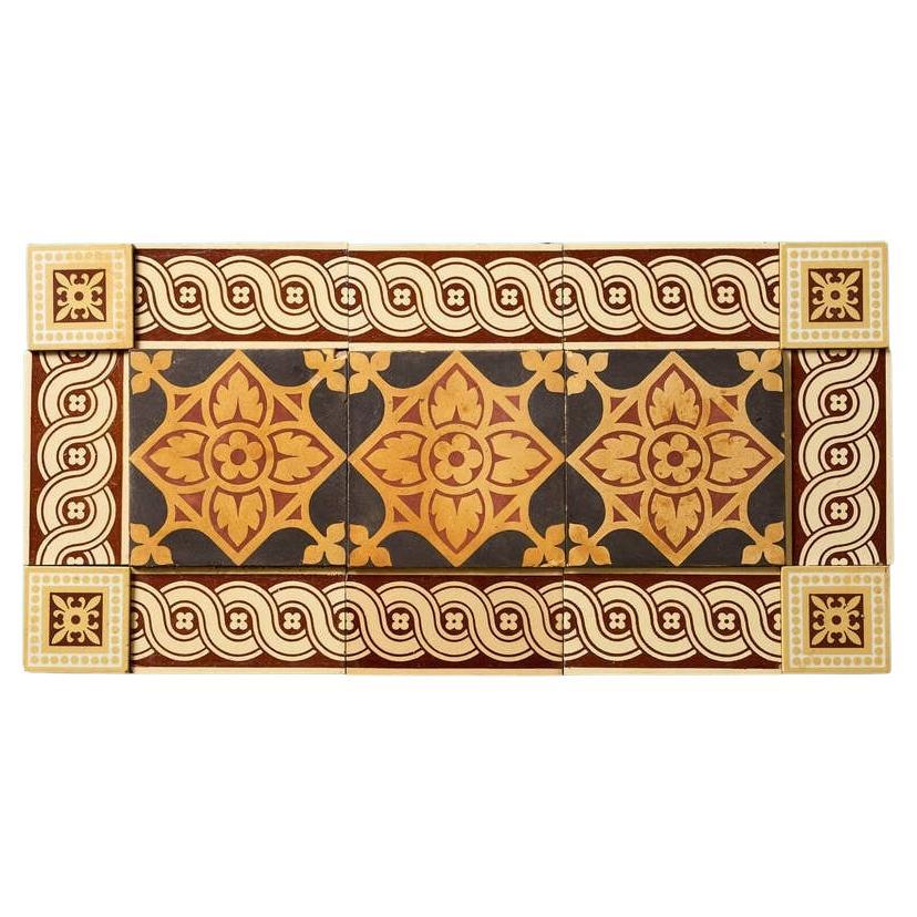 Antique English Decorative Encaustic Tile Panel For Sale