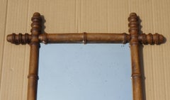 ANTIQUE ENGLISH DECORATIVE FAUX BAMBOO WALL MiRROR WiTH FOXED GLASS