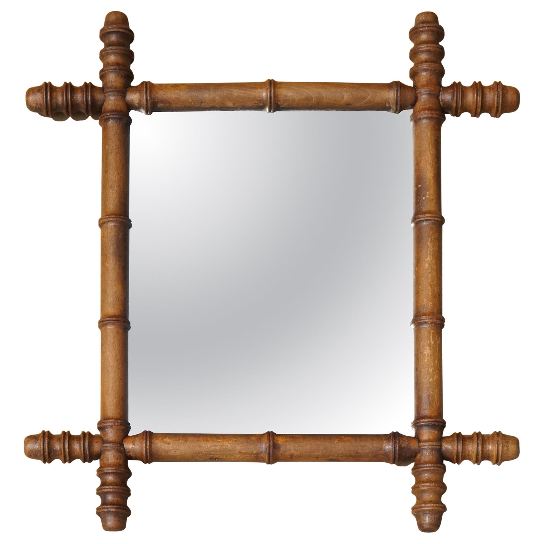 Antique Mirror Decorative en FAUX BAMBOU AVEC VERRE FOXED
