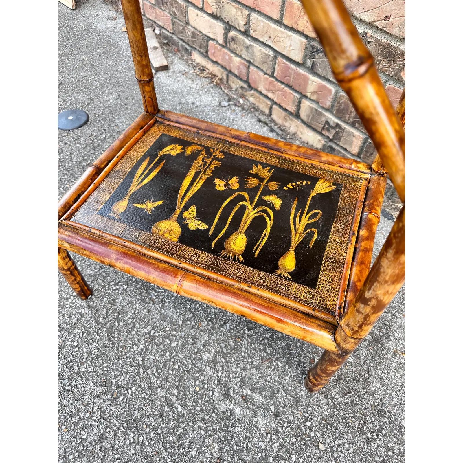 Antique English Decoupage Bamboo In Excellent Condition In Nashville, TN