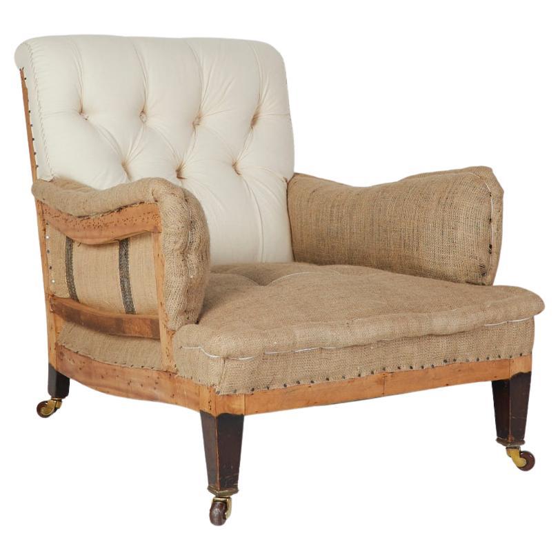 Antique English deep seated armchair