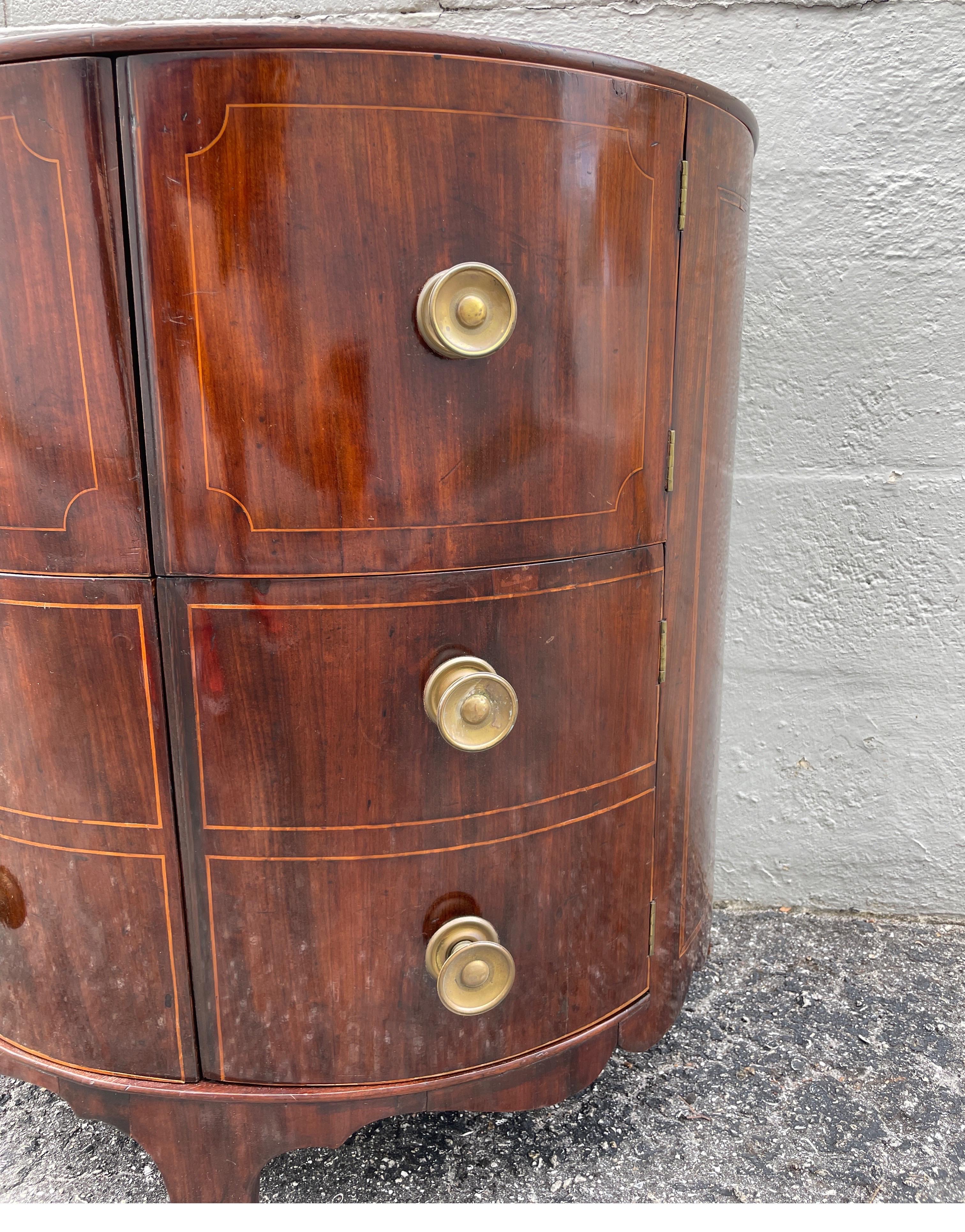 Antique English Demi Lune Cabinet / Dry Bar In Good Condition For Sale In West Palm Beach, FL