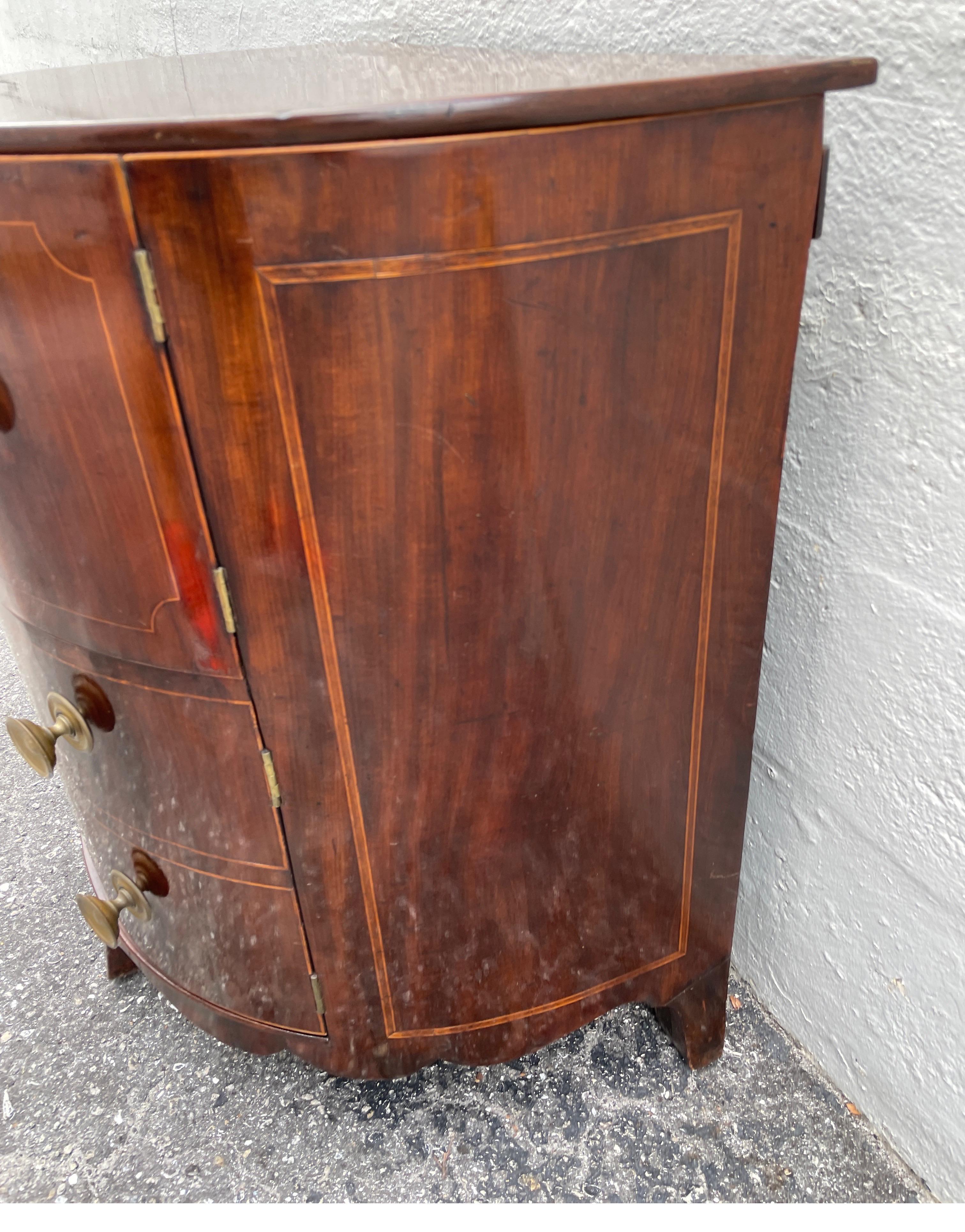 19th Century Antique English Demi Lune Cabinet / Dry Bar For Sale