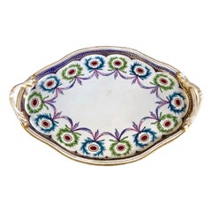 Antigua Bandeja de Porcelana Derby Inglesa Estilo "Sevres" Cabaret o Dejeuner