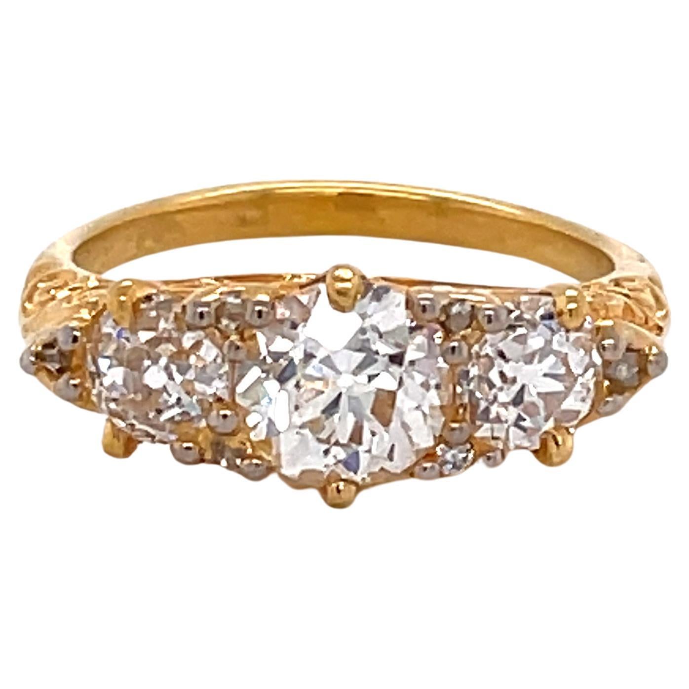 Antique English Diamond 18 Karat Yellow Gold Ring
