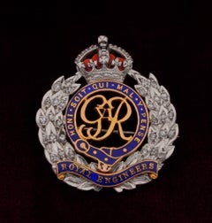 Antique English Diamond Royal Engineers Badge Brooch