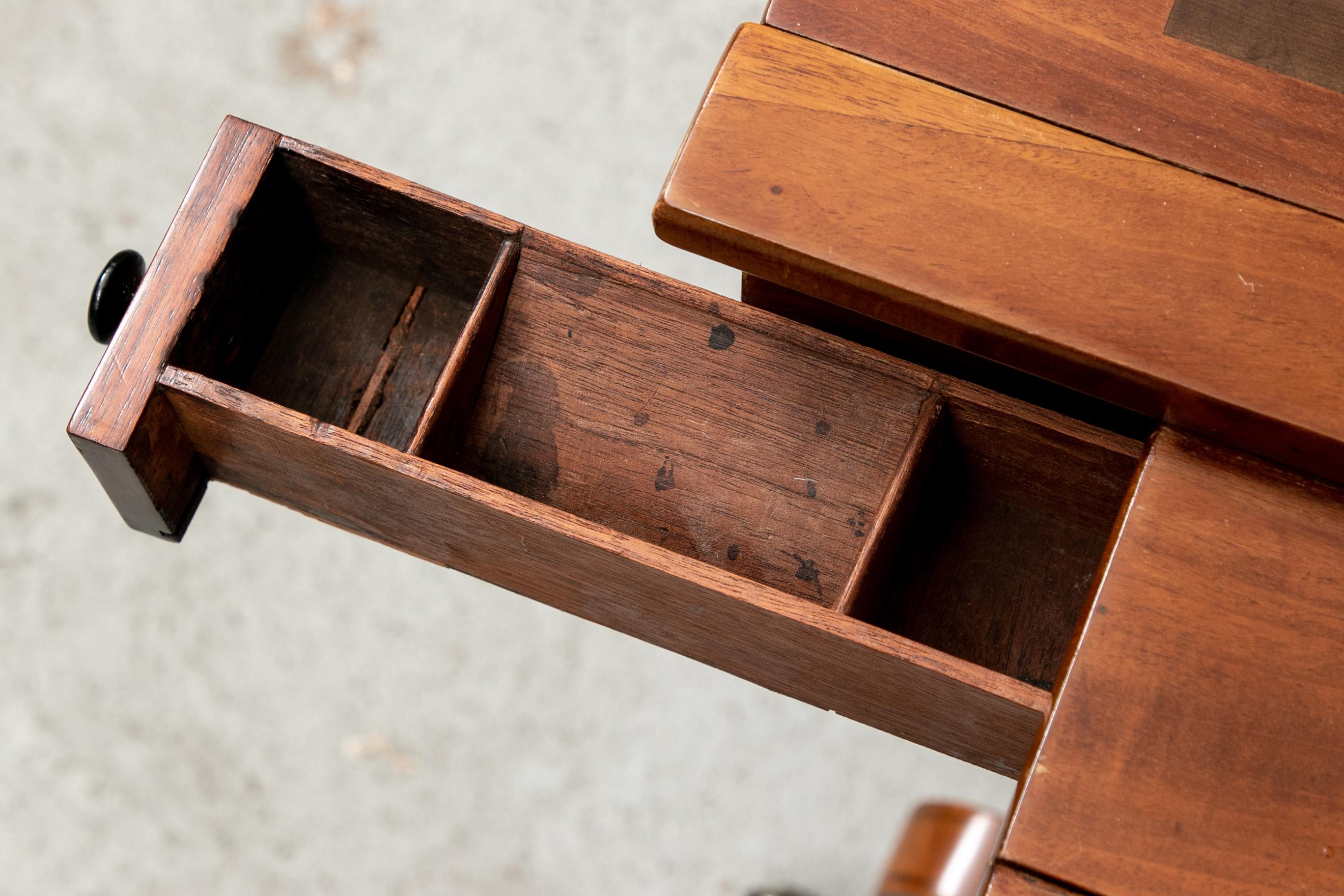 Mahogany Antique English Diminutive Drop Leaf Games Table