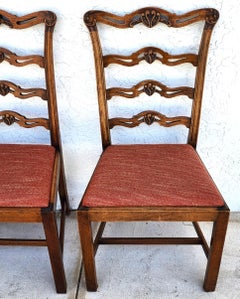 Antique English Dining Chairs Ribbon Back Set of 4