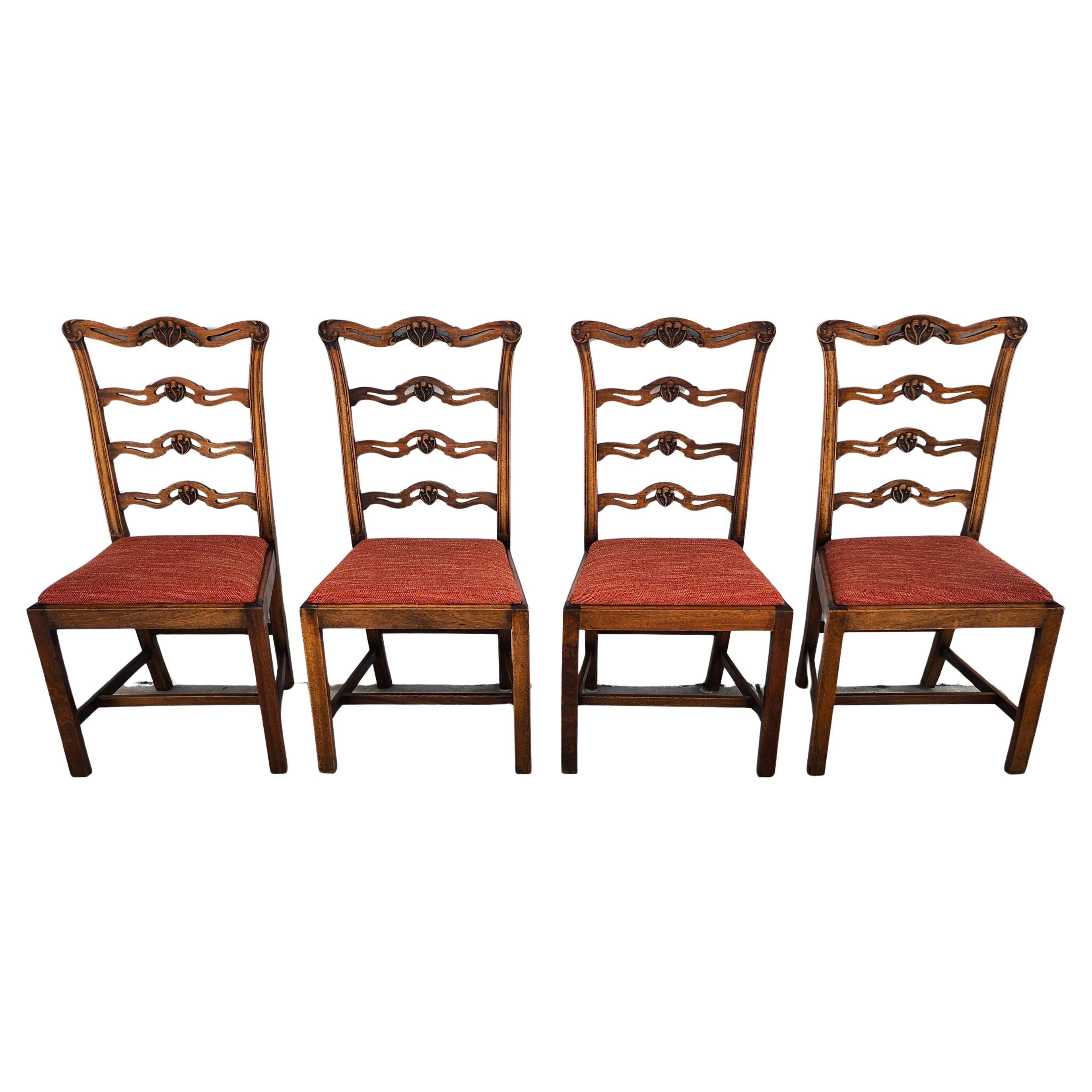 Antique English Dining Chairs Ribbon Back Set of 4