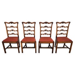 Antique English Dining Chairs Ribbon Back Set of 4